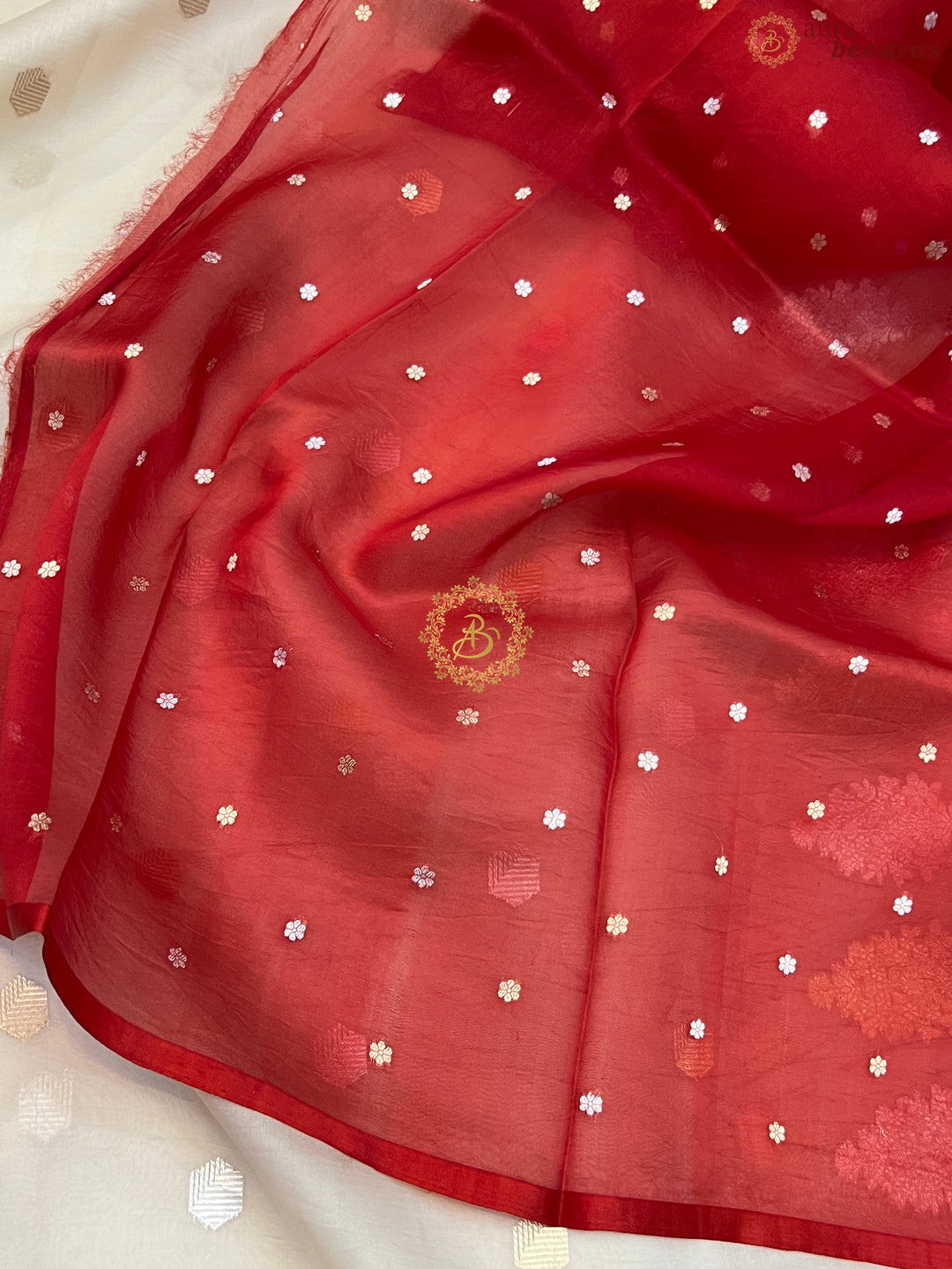 Off White Pure Kora silk Handloom Banarasi Saree
