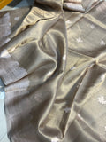 Golden Banarasi Handloom Organza Tissue Silk Saree - Aura Benaras