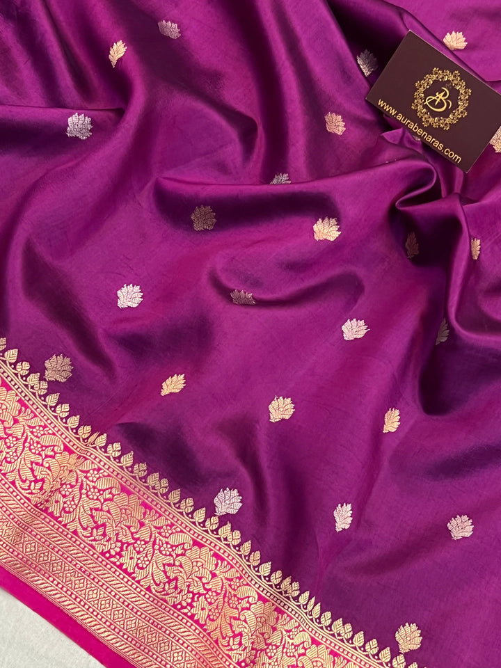 Purple Banarasi Silk Saree | Kadhwa & Designer Border