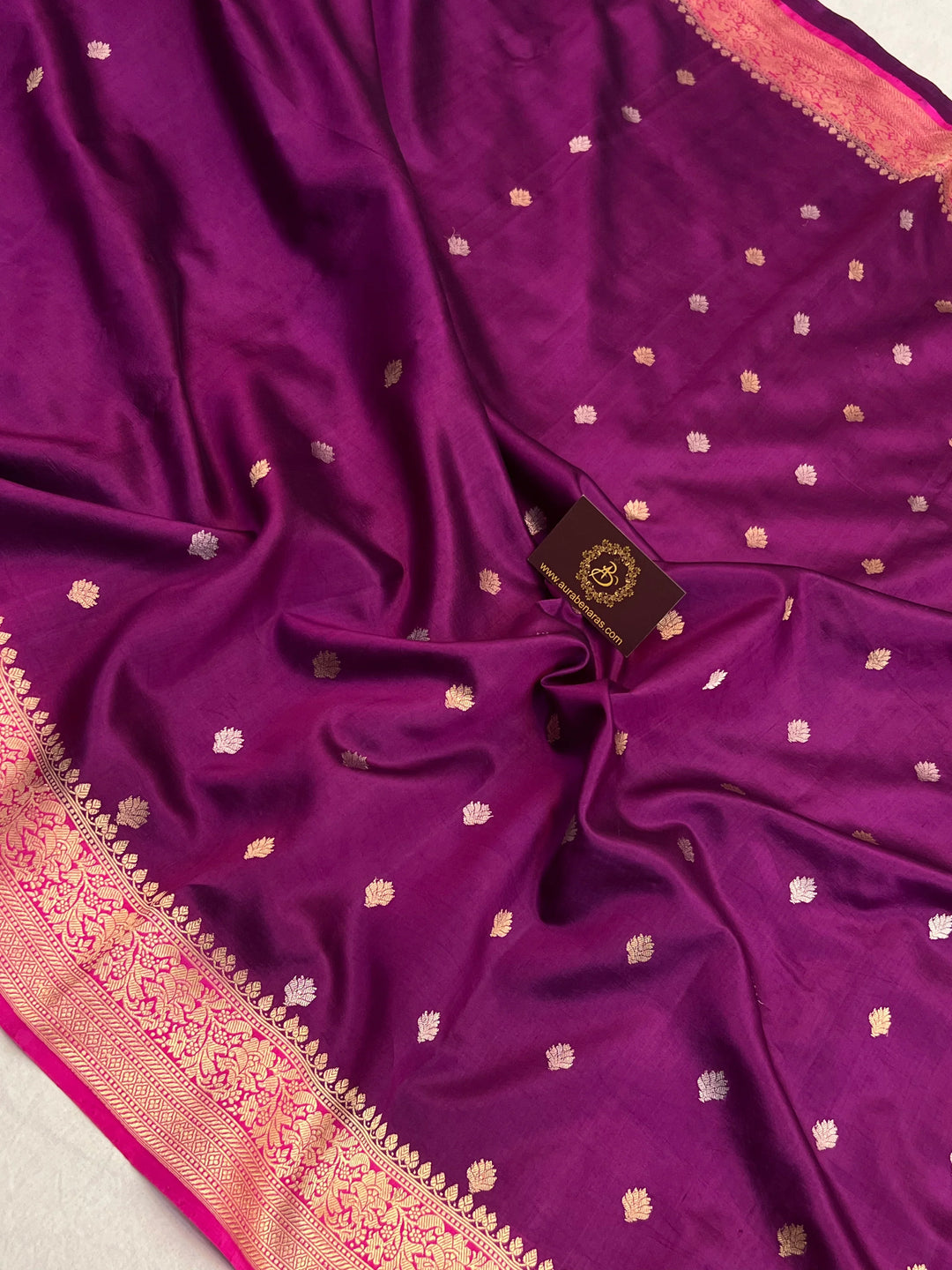 Purple Banarasi Silk Saree | Kadhwa & Designer Border