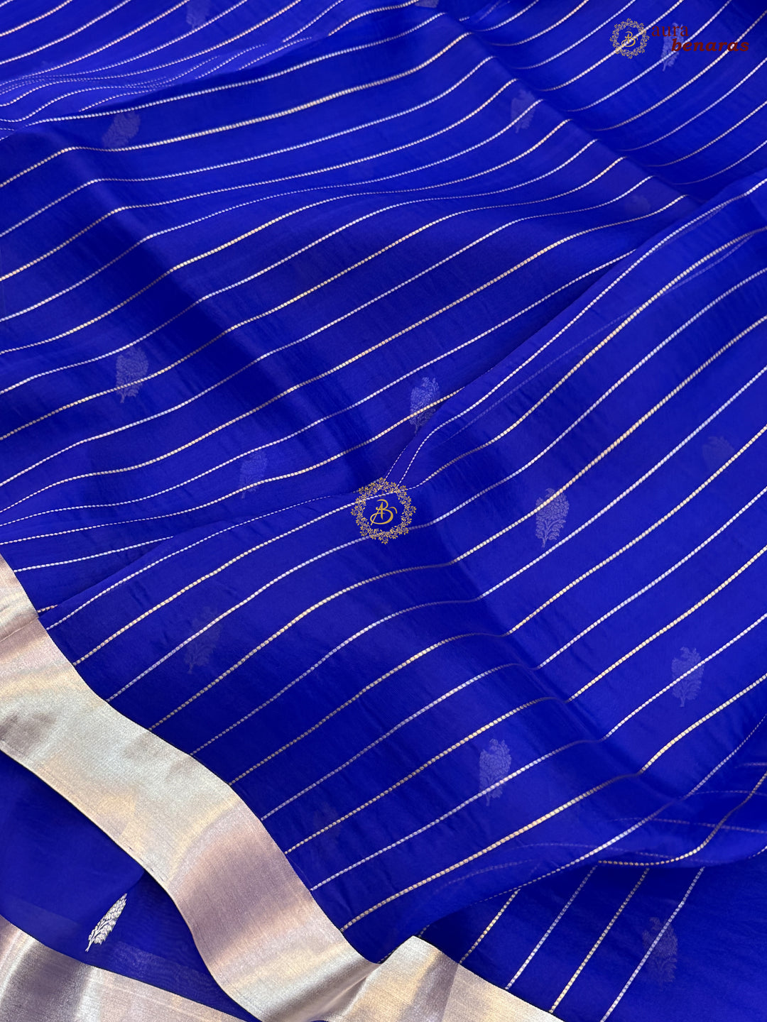 Royal Blue Pure Silk Banarasi Saree with Kadhwa Floral Motifs 