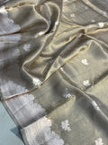 Golden Banarasi Handloom Organza Tissue Silk Saree - Aura Benaras