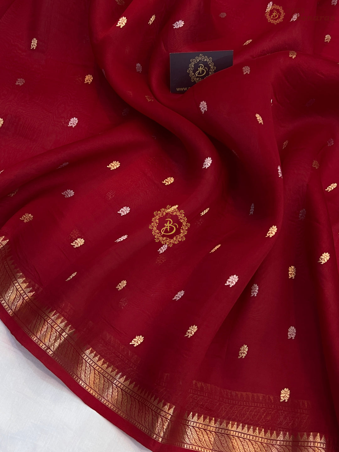 Bridal Red Pure Kora Silk Handloom Banarasi Saree