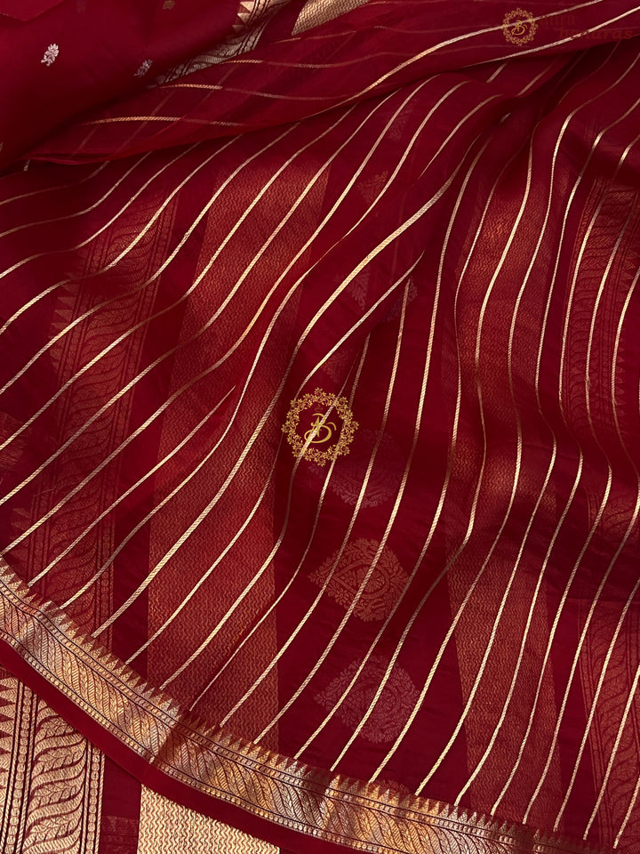 Bridal Red Pure Kora Silk Handloom Banarasi Saree