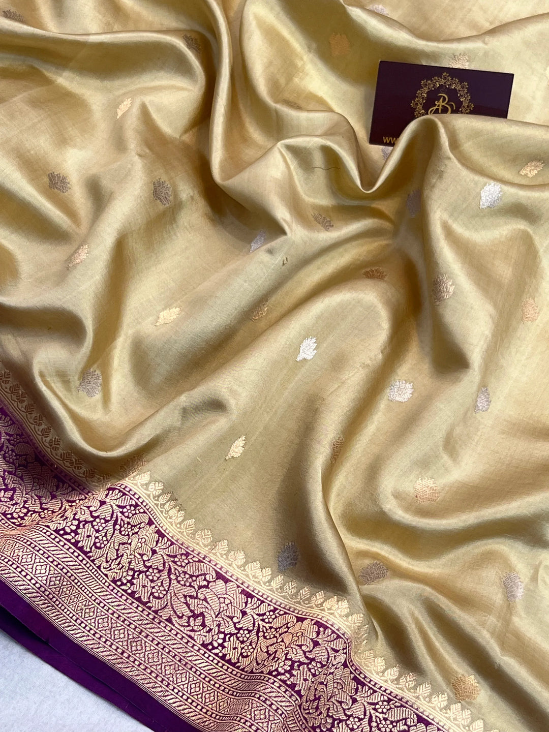 Cream Banarasi Silk Saree | Kadhwa & Designer Border