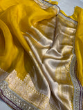 Yellow Banarasi Handloom Kora Silk Saree - Aura Benaras