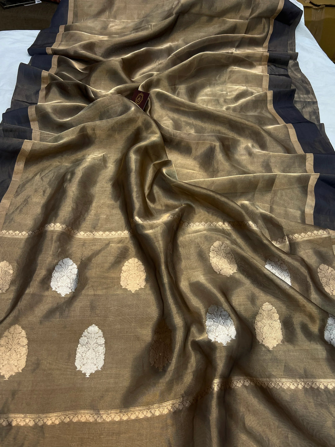 Black Iktara Tissue Silk Saree with Kadhwa Pallu & Mashru Border