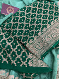 Greyish Green Pure Banarasi Khaddi Crepe Silk Saree
