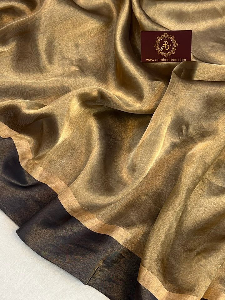 Black Iktara Tissue Silk Saree with Kadhwa Pallu & Mashru Border