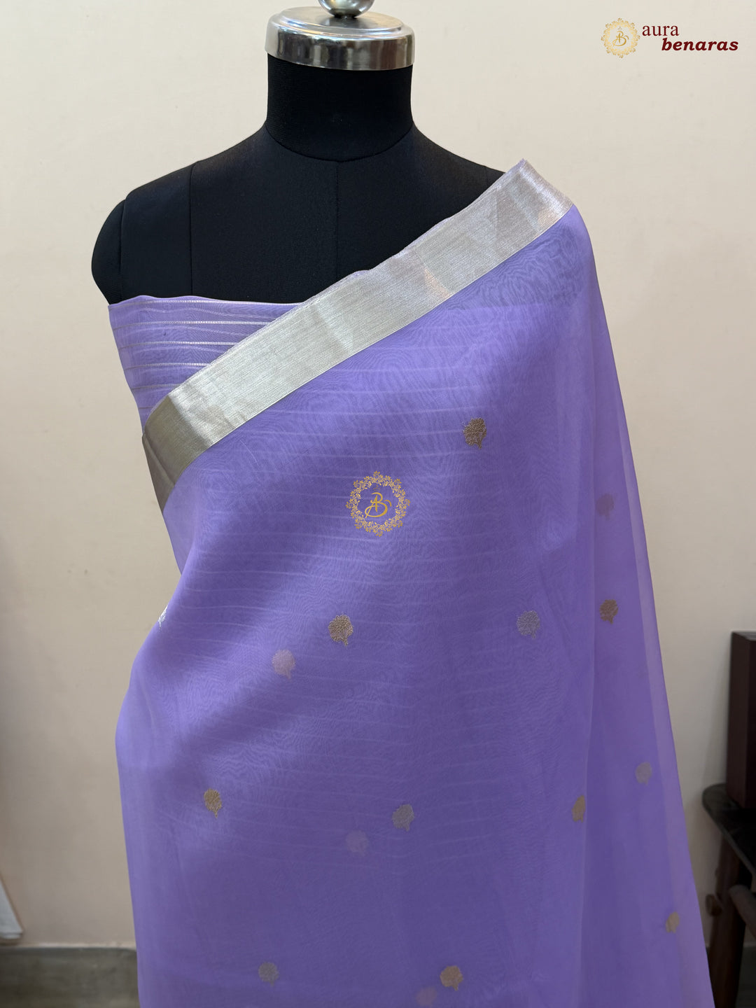 Lavender Pure Silk Banarasi Saree with Kadhwa Floral Motifs 