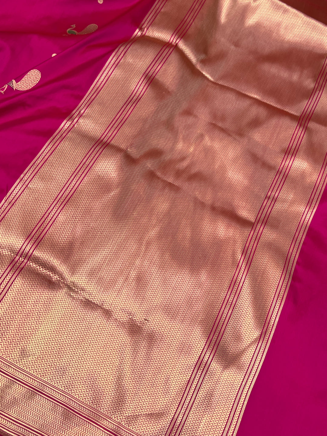 Rani Pink Banarasi Handloom Katan Silk Saree | Aura Benaras