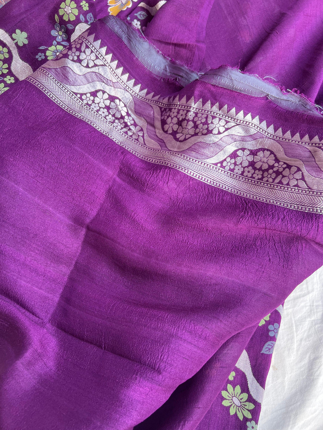 Wine Banarasi Handloom Pure Tussar Georgette Saree - Aura Benaras
