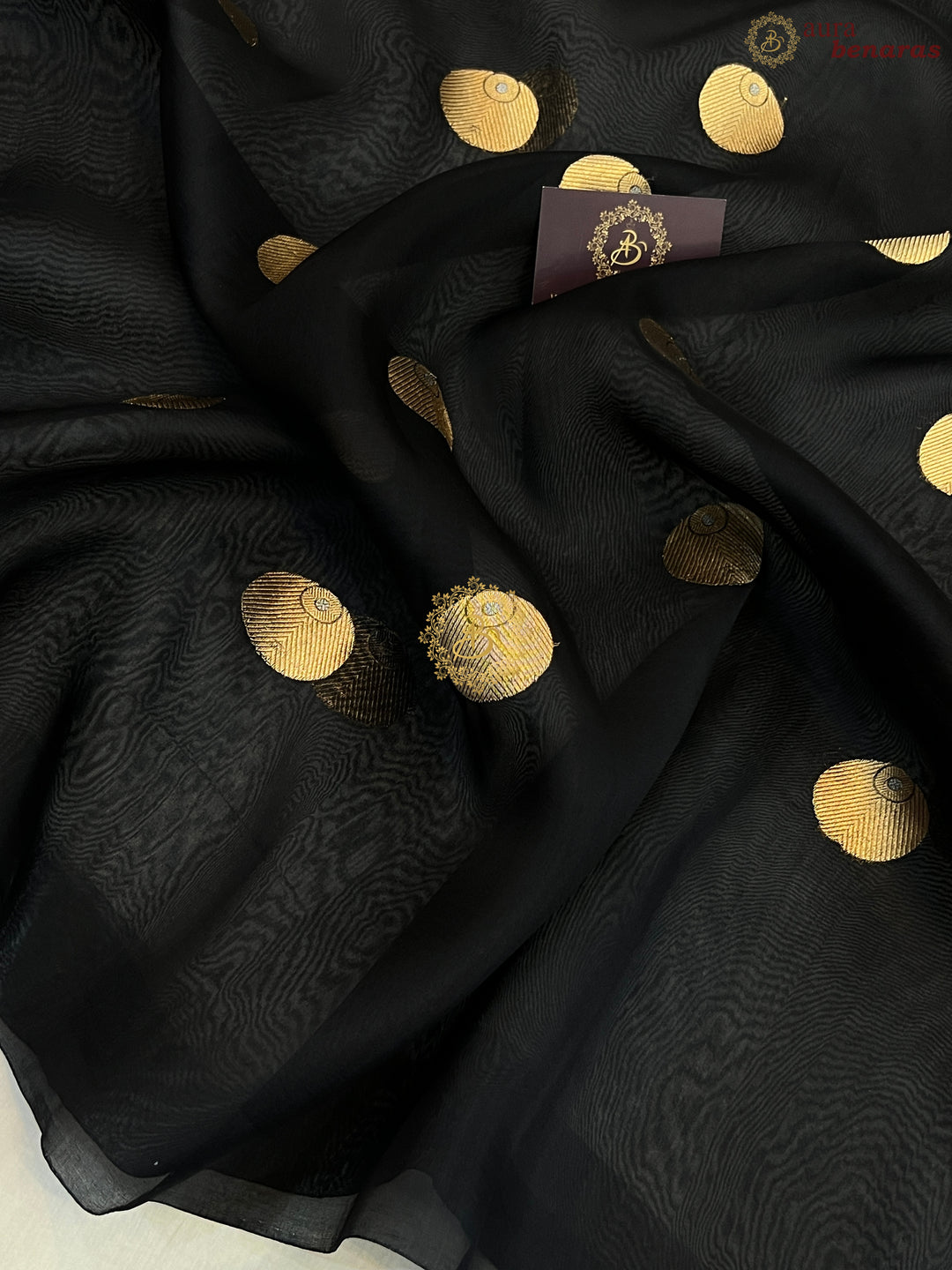 Black Pure Banarasi Handloom Kora Silk Saree