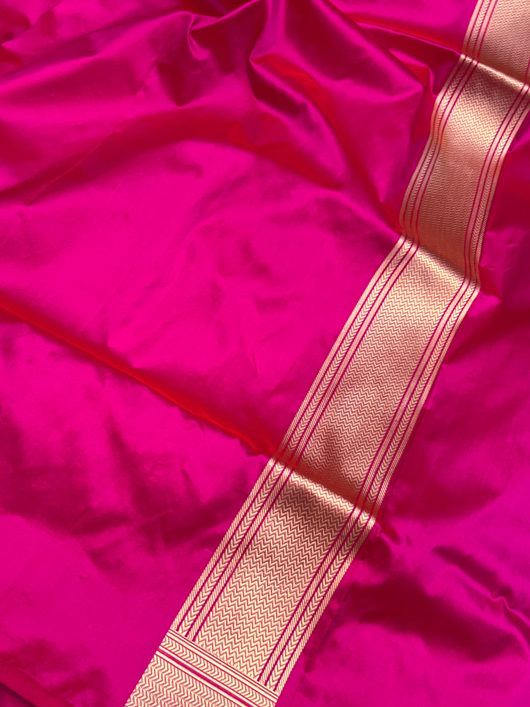 Rani Pink Banarasi Handloom Katan Silk Saree | Aura Benaras