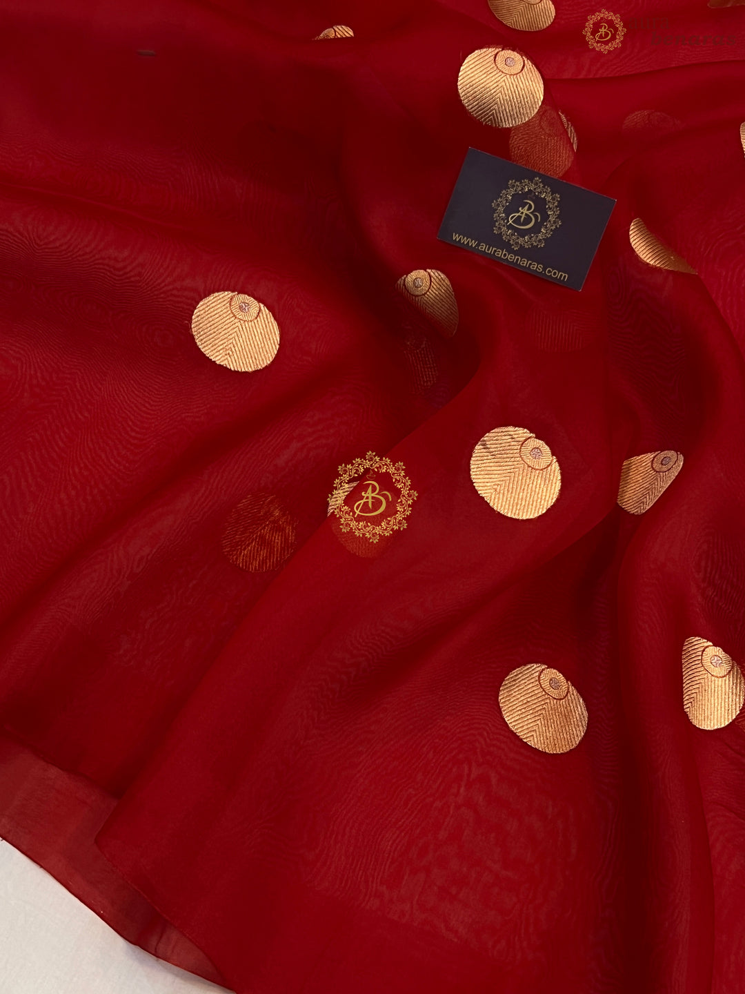 Dark Red Pure Banarasi Handloom Kora Silk Saree