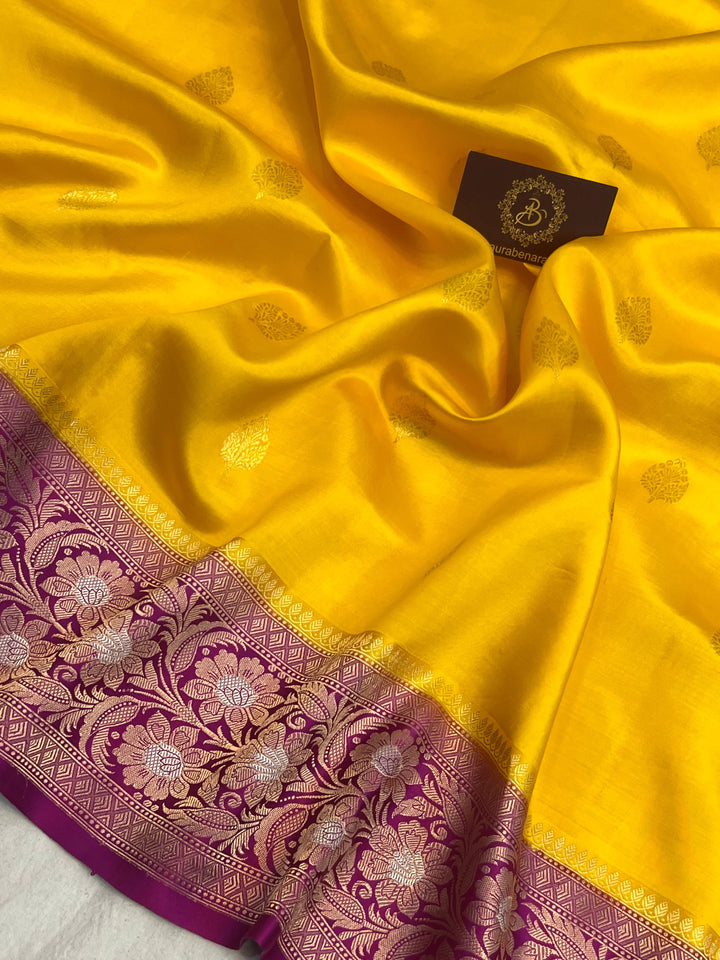 Yellow Banarasi Silk Saree | Kadhwa & Sona Rupa Border
