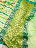 Green Rangkat Banarasi Handloom Pure Khaddi Georgette Saree - Aura Benaras