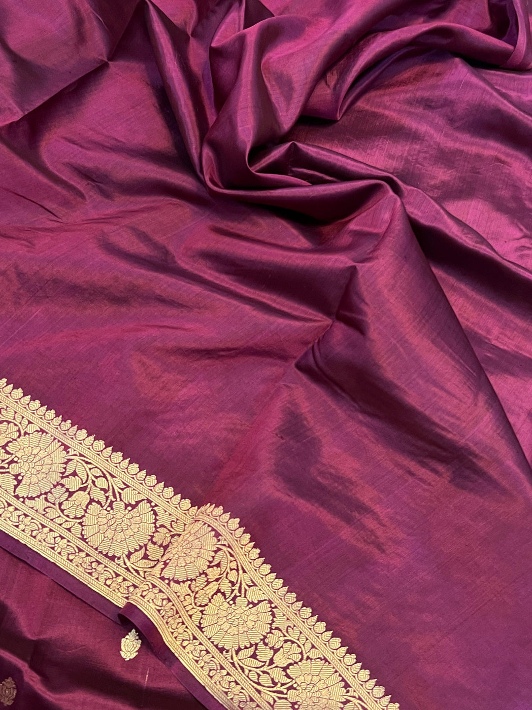 Maroon Pure Banarasi Handloom Silk Saree - Aura Benaras