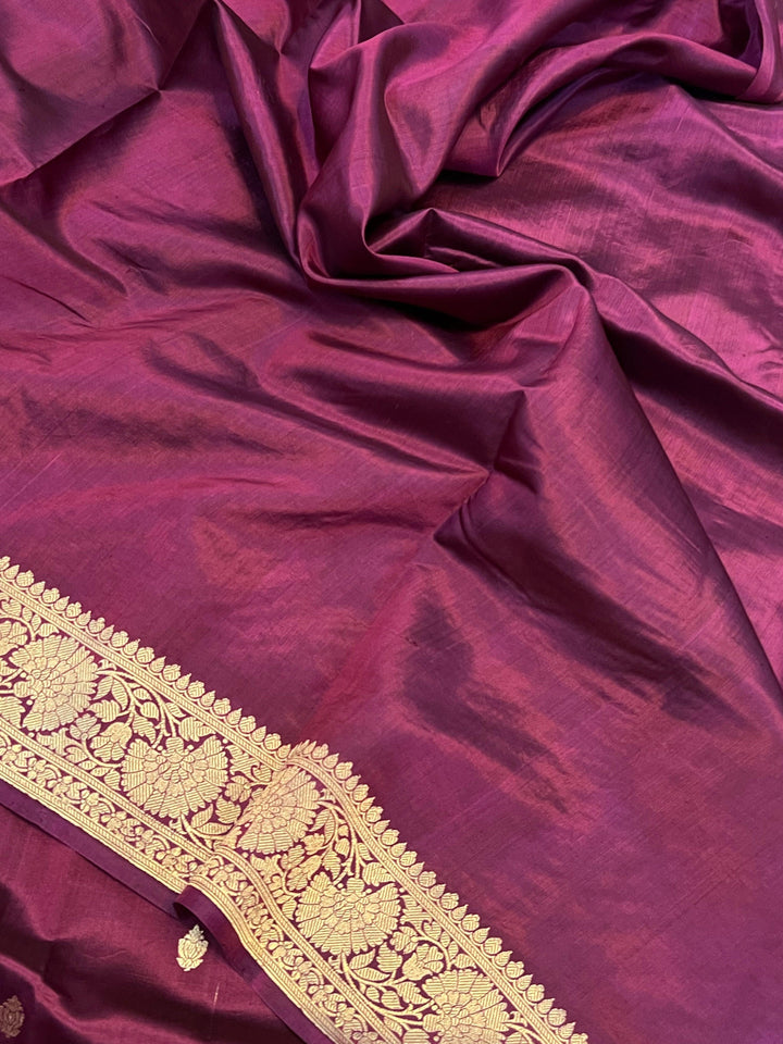 Maroon Pure Banarasi Handloom Silk Saree - Aura Benaras
