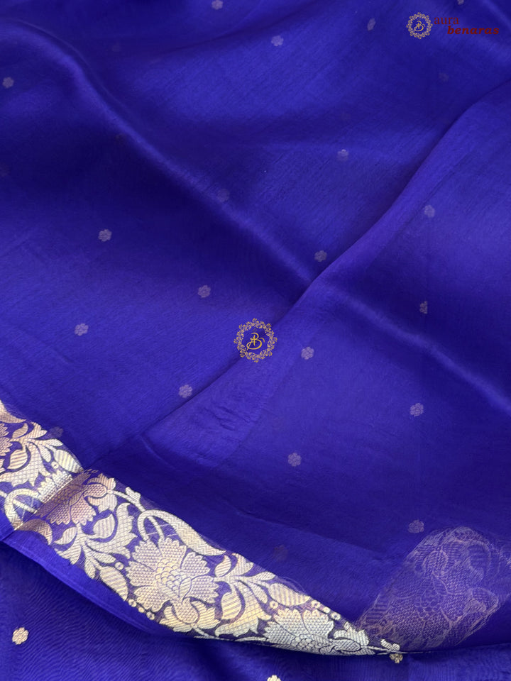 Purple Pure Handloom Banarasi Saree with Kadhwa Golden Zari Motifs