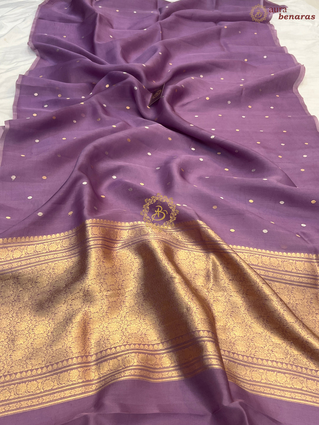 Lavender Pure Kora silk Handloom Banarasi Saree