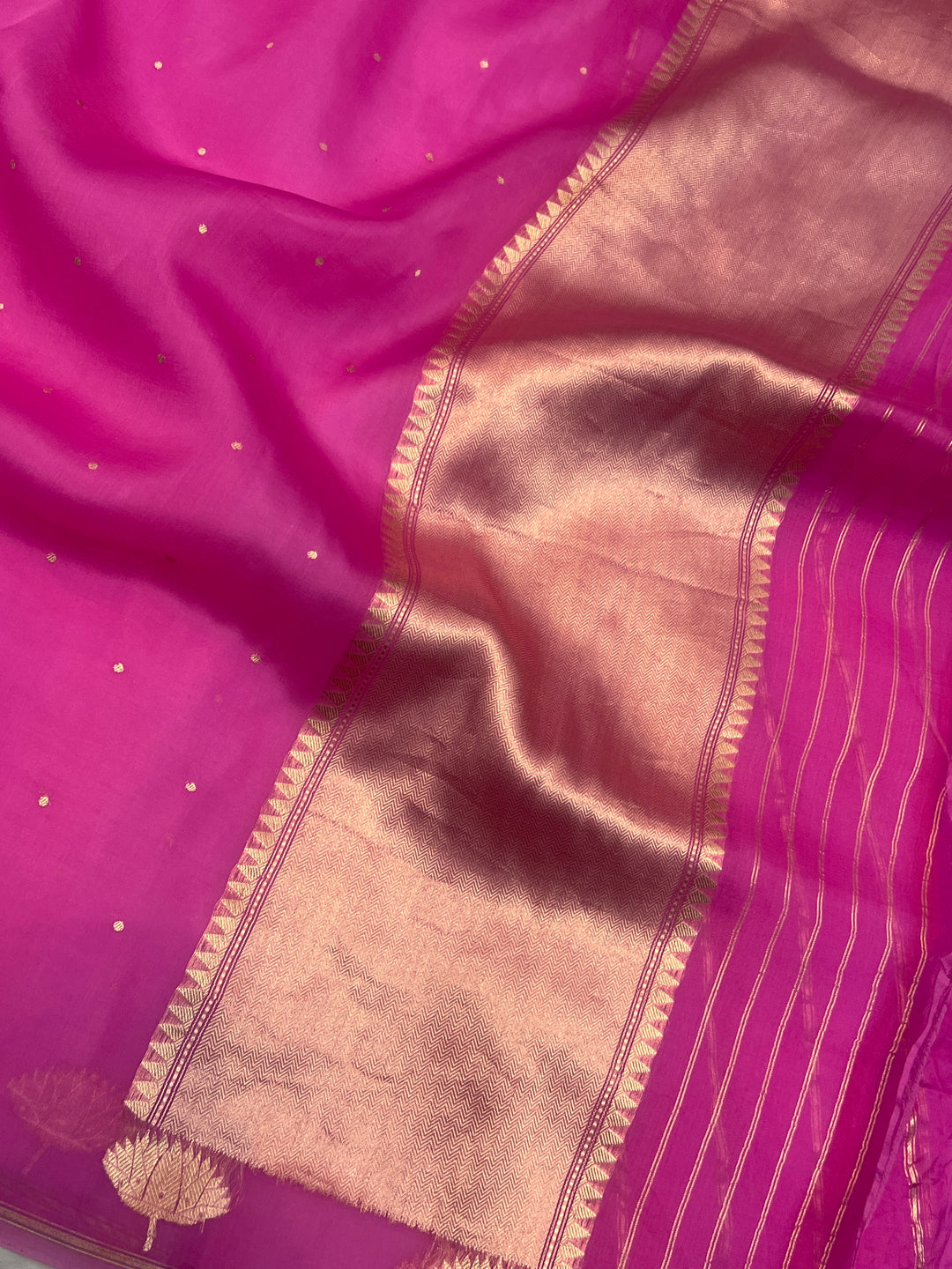 Pinkish Lavender Pure Kora Silk Handloom Banarasi Saree