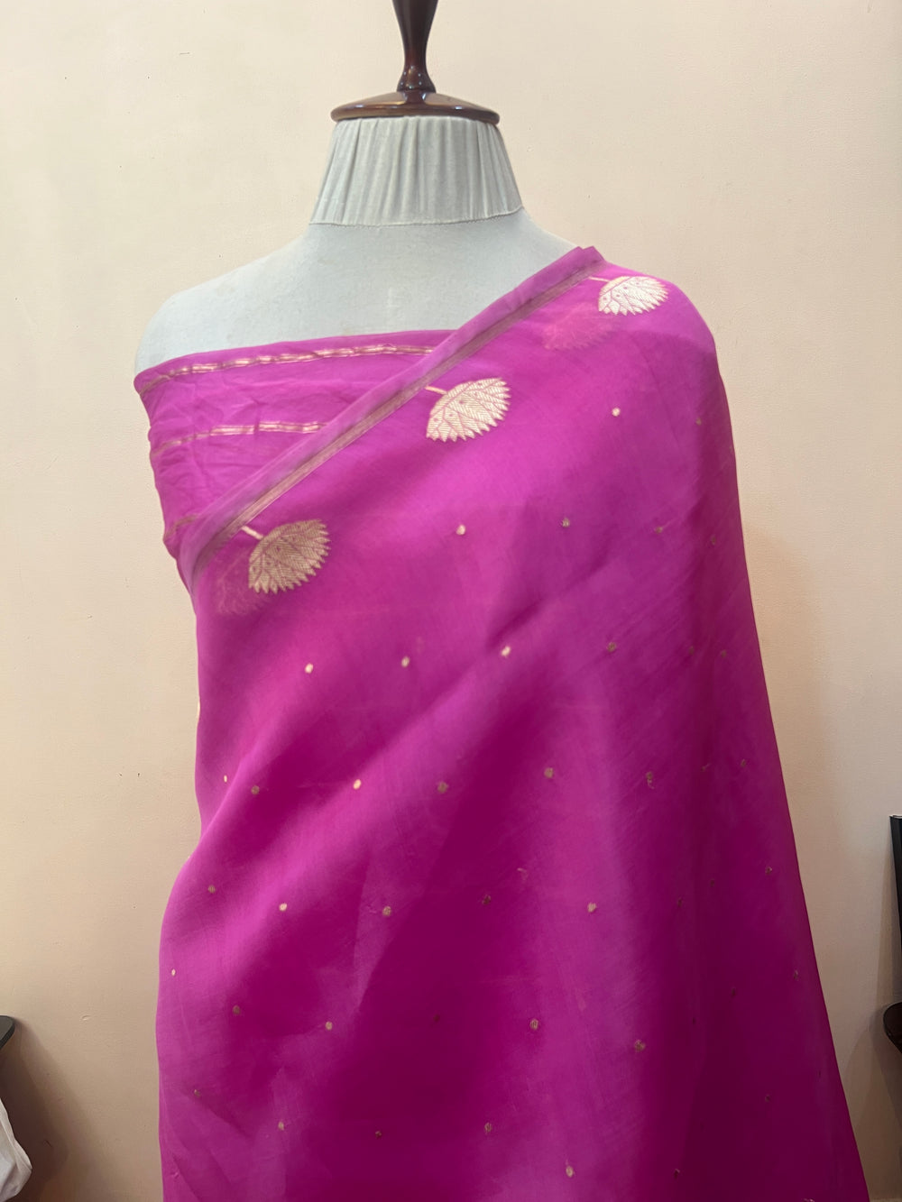 Pinkish Lavender Pure Kora Silk Handloom Banarasi Saree