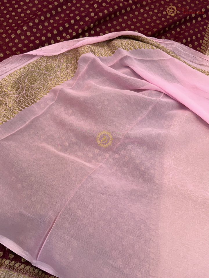 Maroon Banarasi Georgette Saree Antique Zari Buti