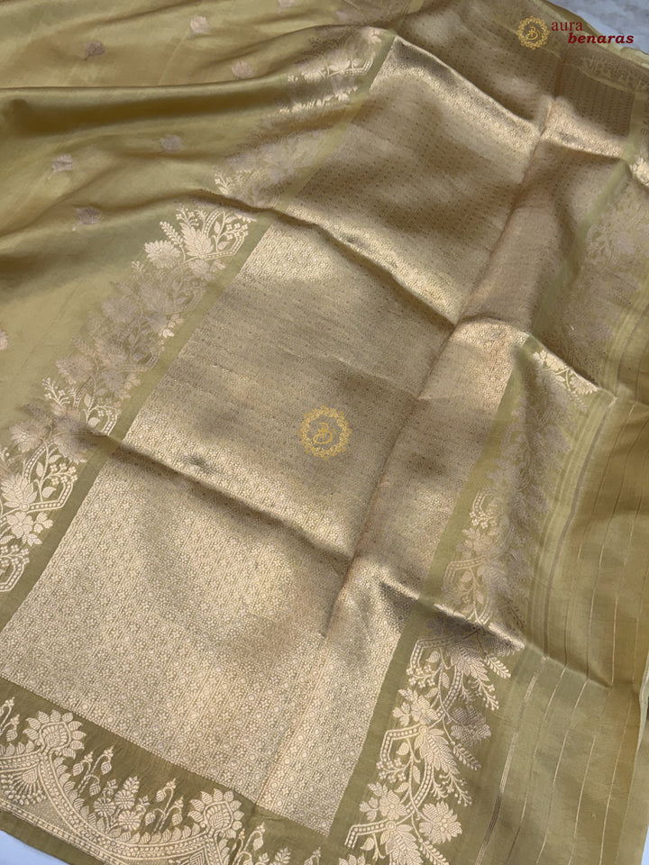Golden Banarasi Silk Saree | Kadhwa & Designer Border