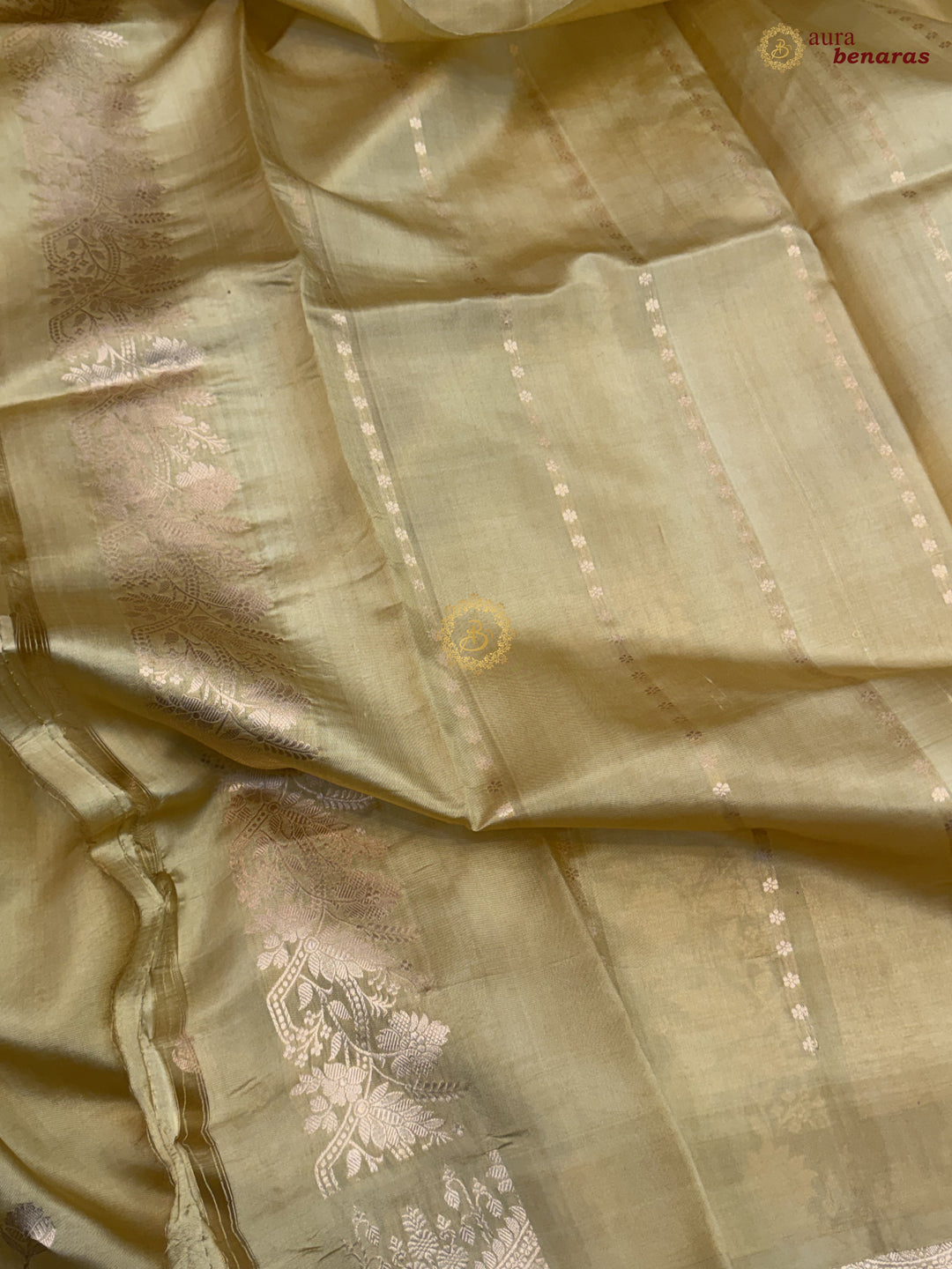 Golden Banarasi Silk Saree | Kadhwa & Designer Border