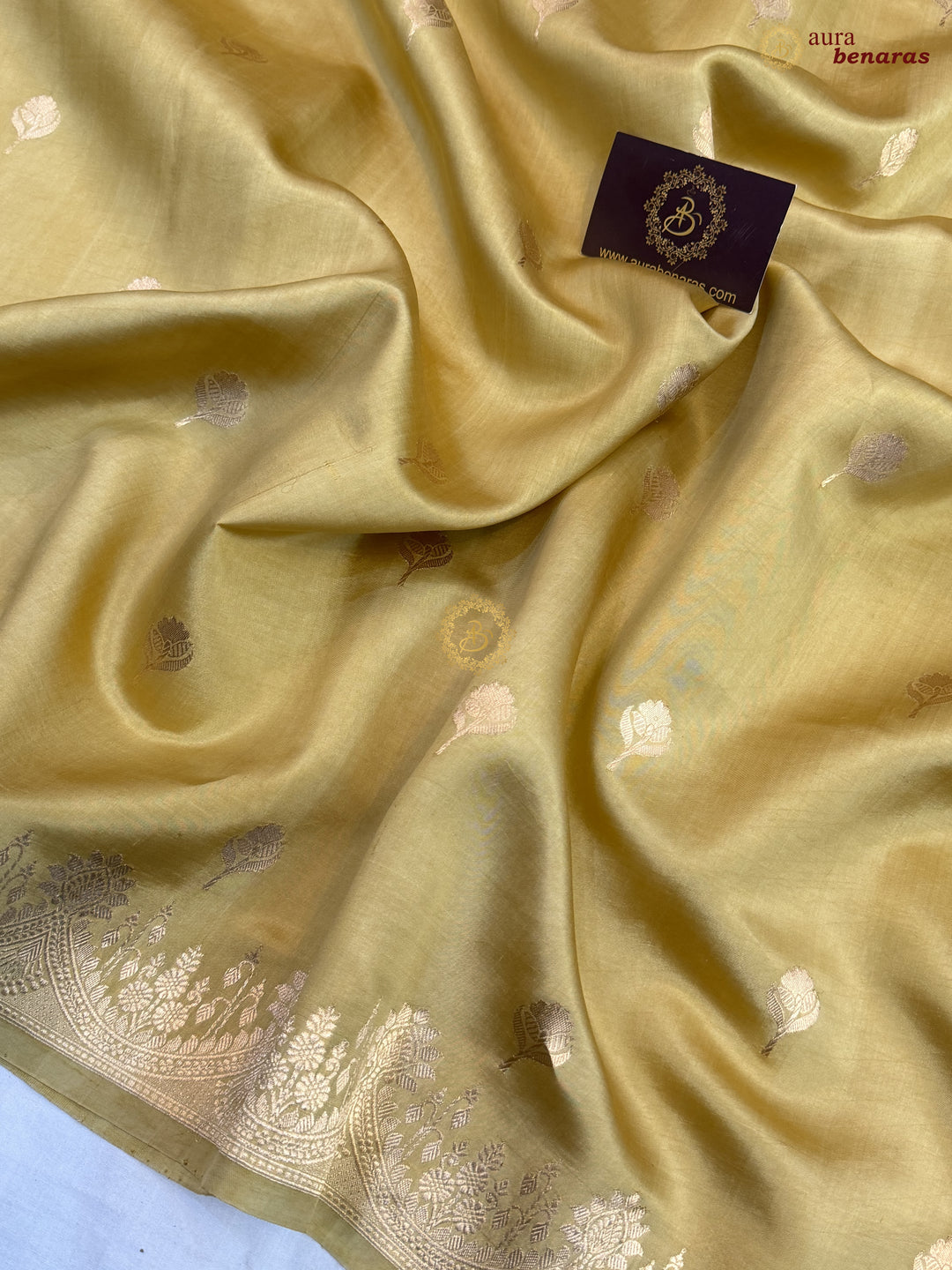 Golden Banarasi Silk Saree | Kadhwa & Designer Border