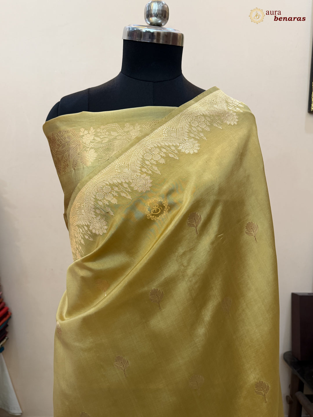 Golden Banarasi Silk Saree | Kadhwa & Designer Border