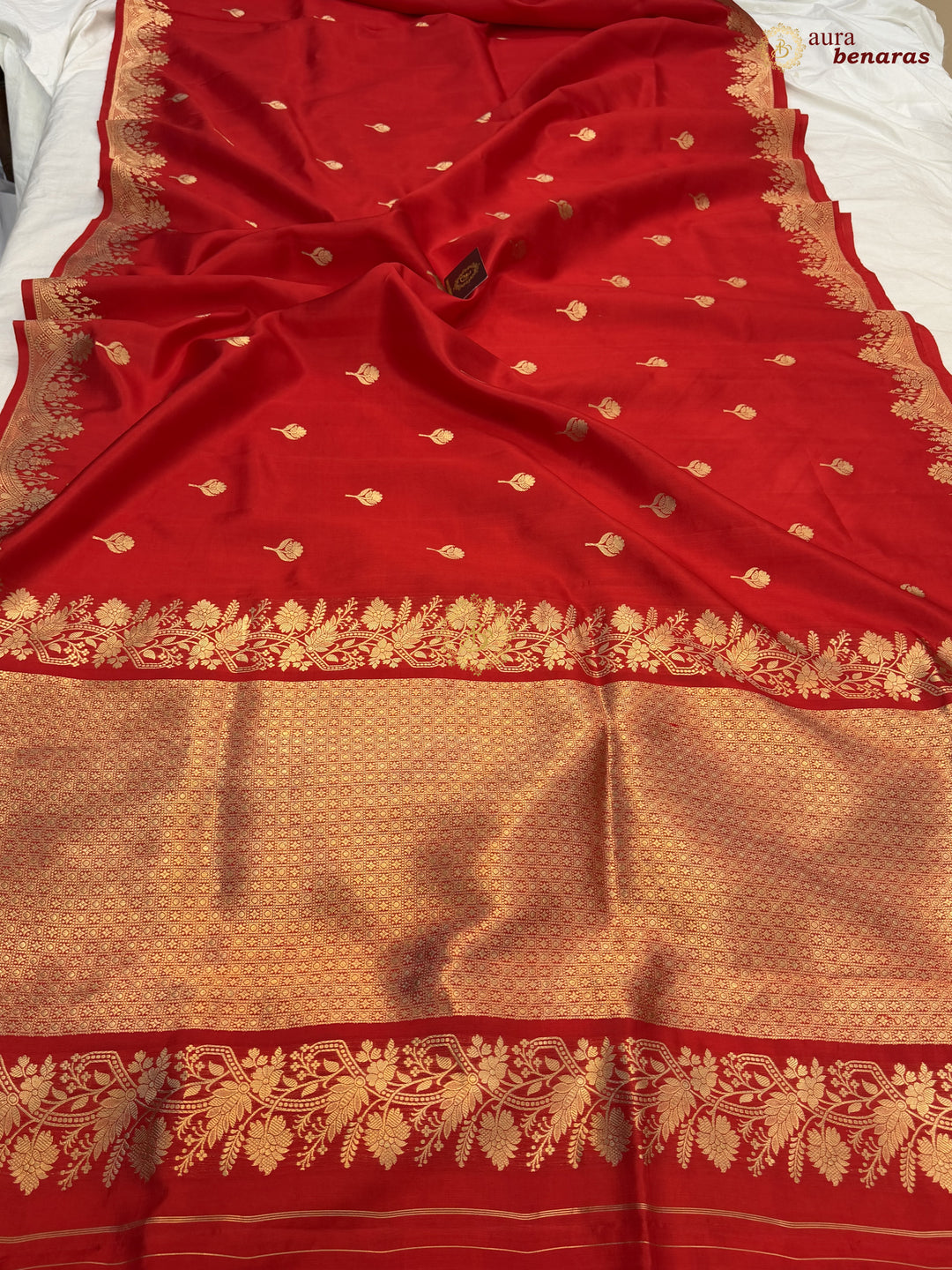 Red Banarasi Silk Saree | Kadhwa & Designer Border