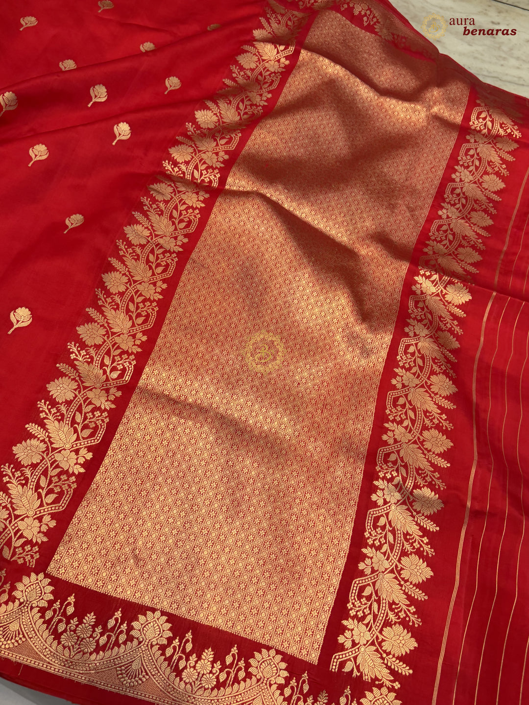 Red Banarasi Silk Saree | Kadhwa & Designer Border