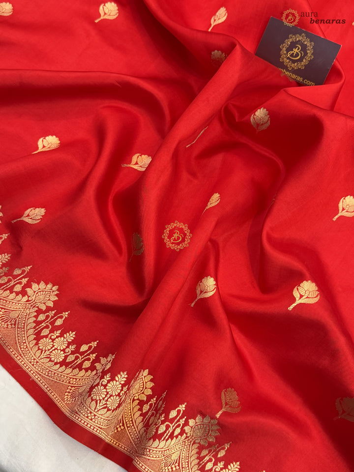 Red Banarasi Silk Saree | Kadhwa & Designer Border