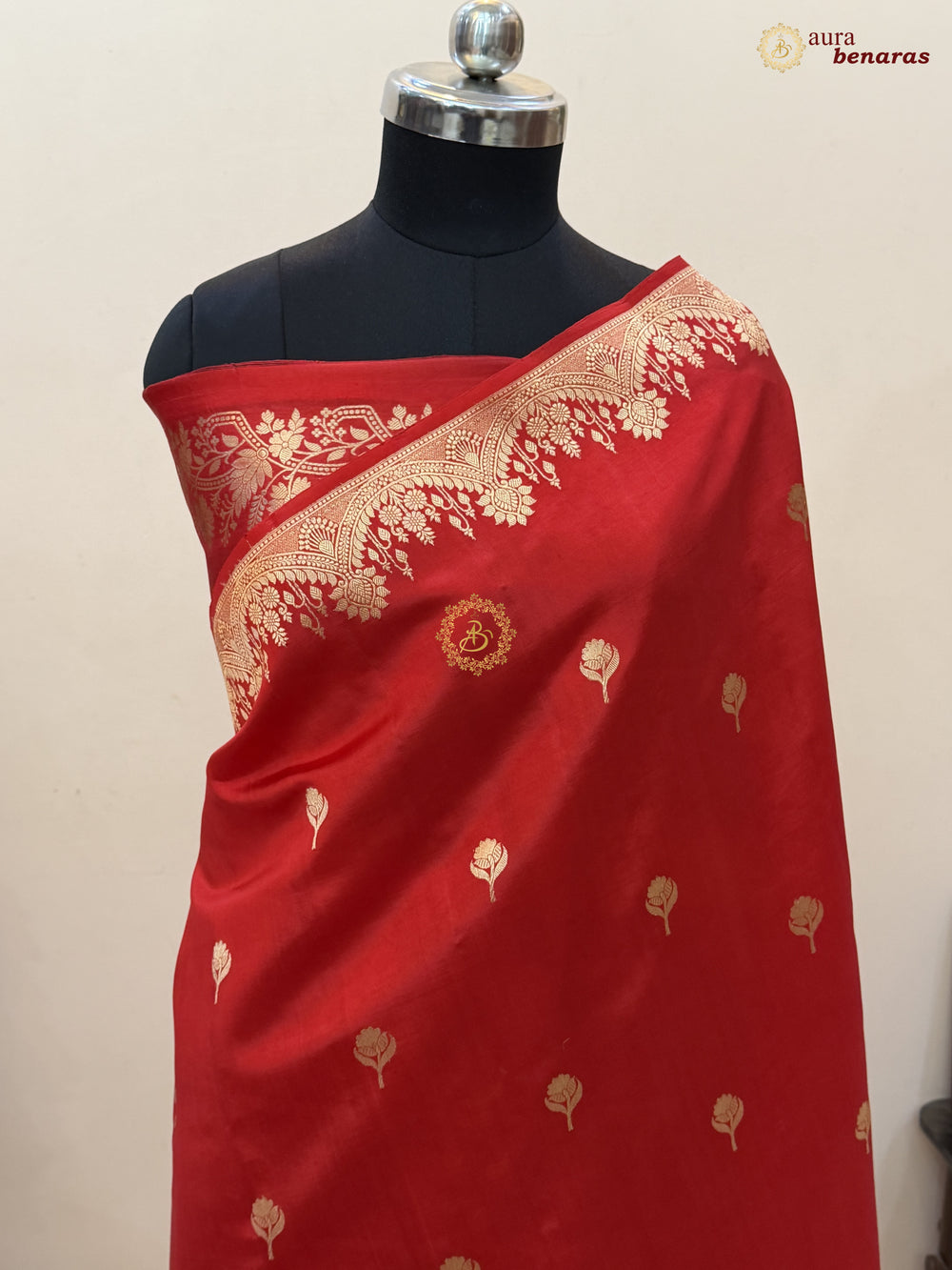 Red Banarasi Silk Saree | Kadhwa & Designer Border