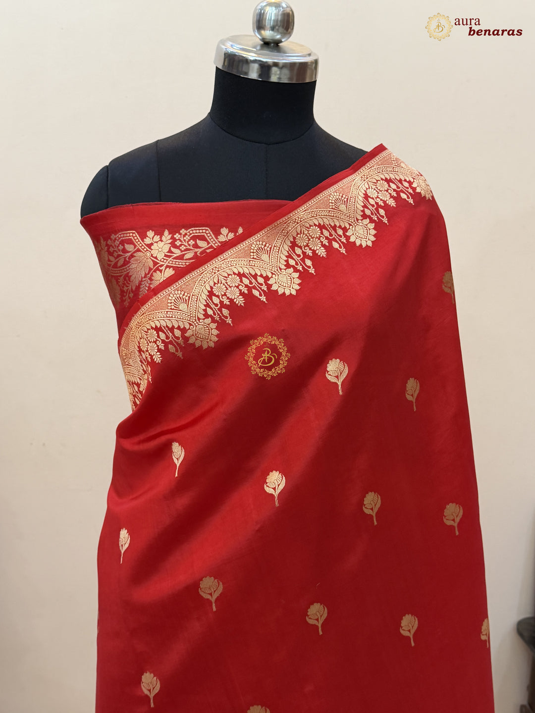Red Banarasi Silk Saree | Kadhwa & Designer Border