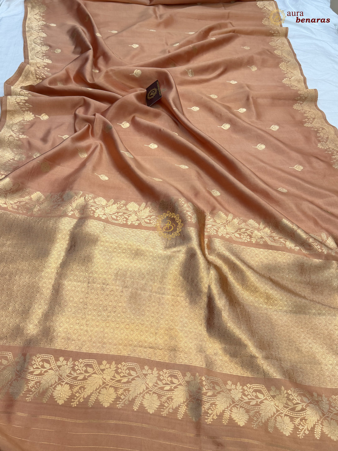 Old Rose Banarasi Silk Saree | Kadhwa & Designer Border