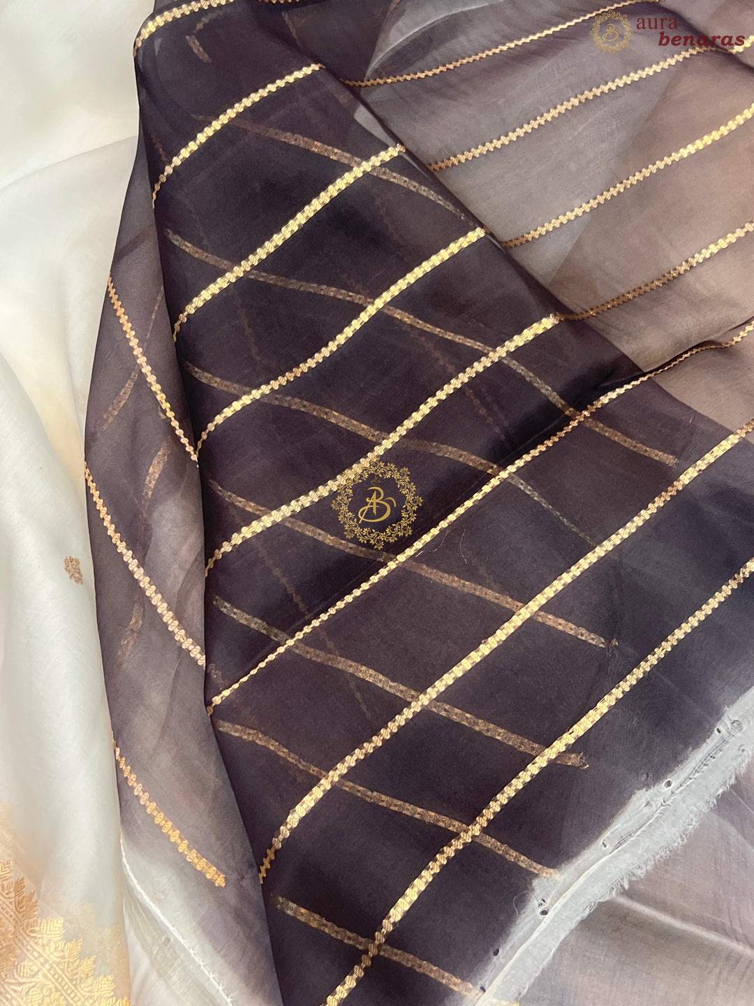 Smoke Grey Banarasi Handloom Kora Silk Saree