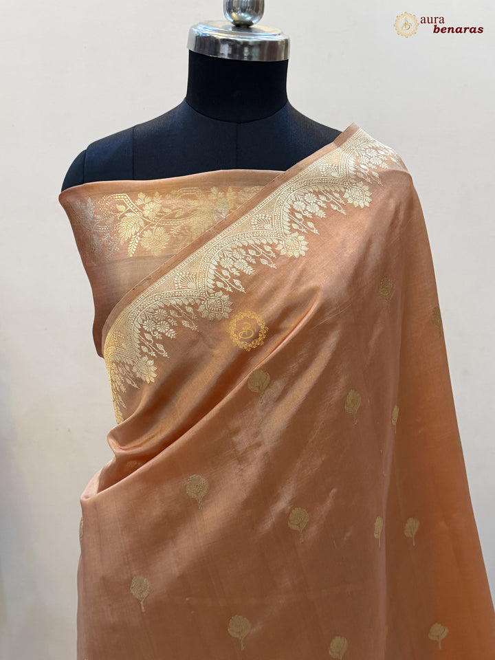 Old Rose Banarasi Silk Saree | Kadhwa & Designer Border