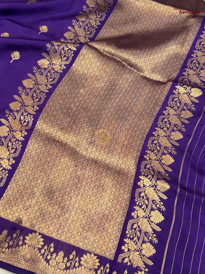 Purple Banarasi Silk Saree | Kadhwa & Designer Border