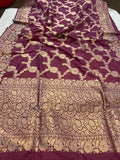 Light Plum Pure Banarasi Handloom Katan Silk Saree - Aura Benaras