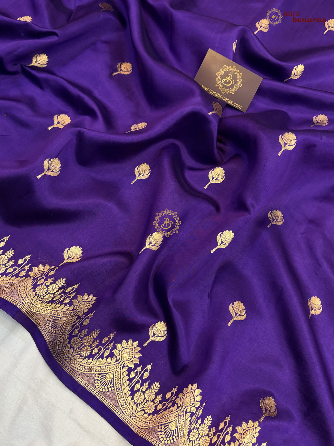 Purple Banarasi Silk Saree | Kadhwa & Designer Border