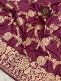 Light Plum Pure Banarasi Handloom Katan Silk Saree - Aura Benaras