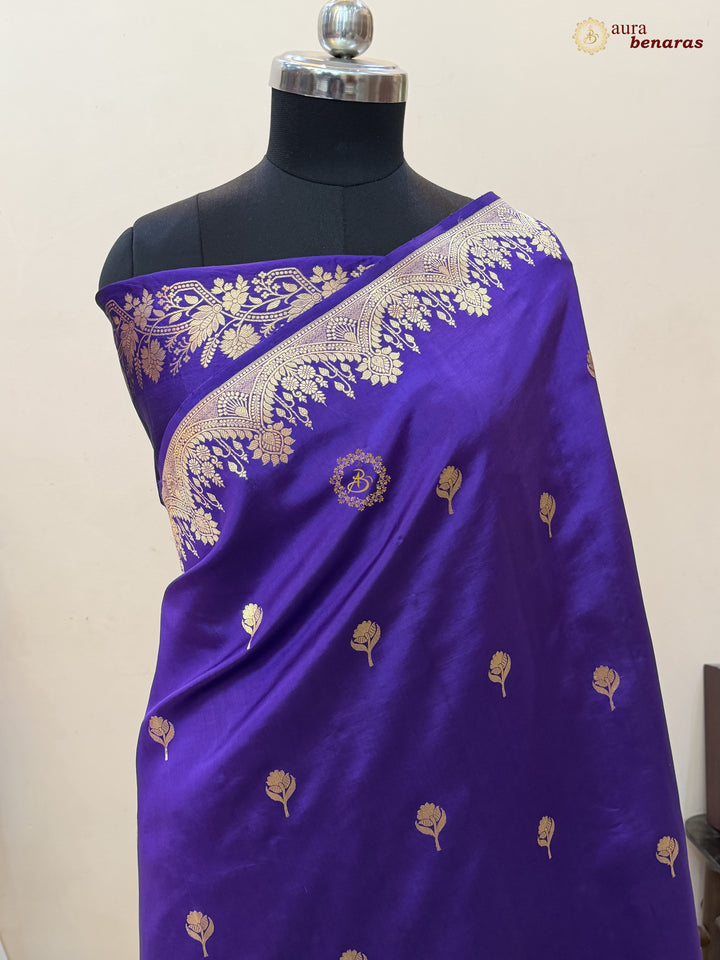 Purple Banarasi Silk Saree | Kadhwa & Designer Border