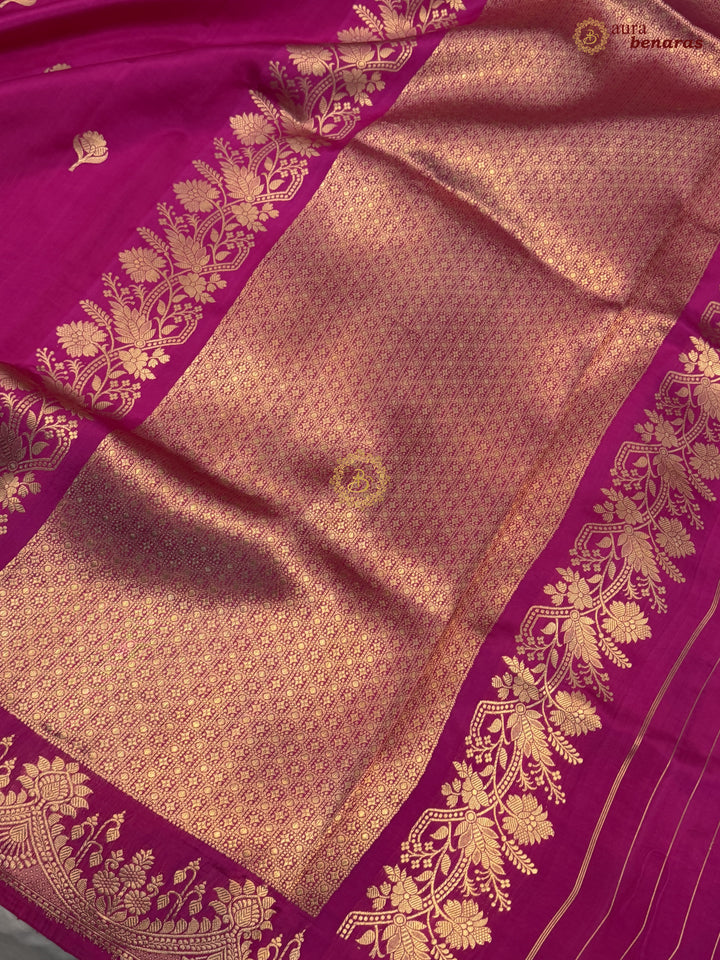 Rani Pink Banarasi Silk Saree | Kadhwa & Designer Border