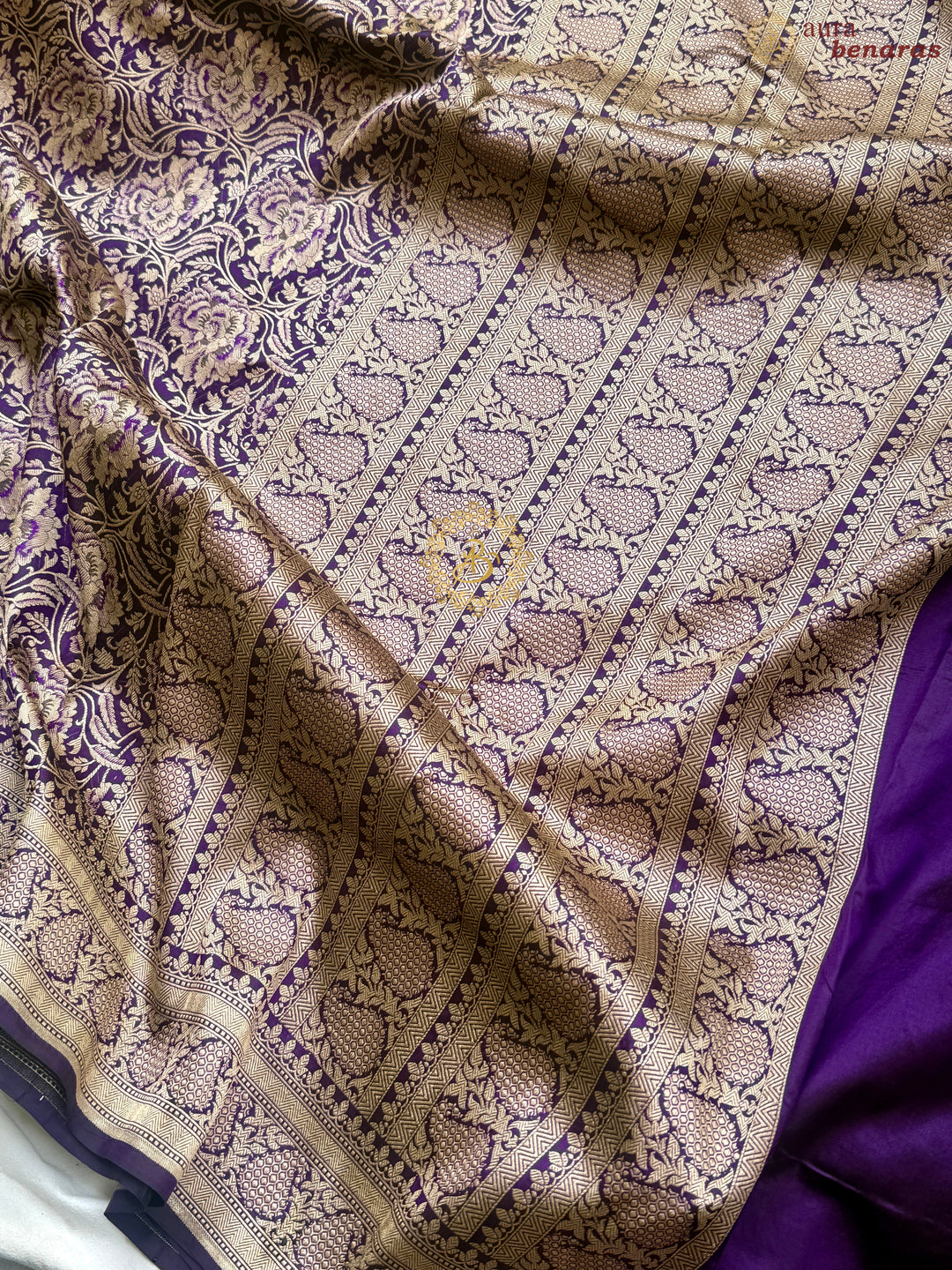 Deep Purple Pure Katan silk Handloom Banarasi Saree