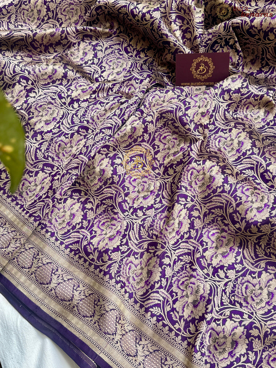 Deep Purple Pure Katan silk Handloom Banarasi Saree