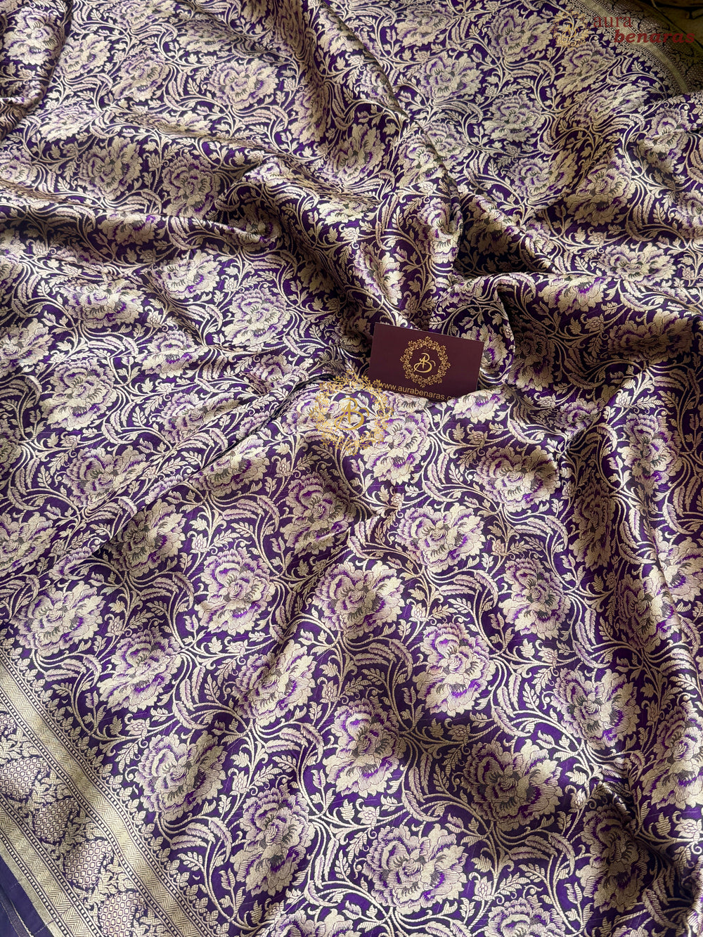 Deep Purple Pure Katan silk Handloom Banarasi Saree
