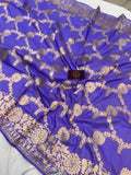 Lavender Pure Banarasi Handloom Katan Silk Saree - Aura Benaras